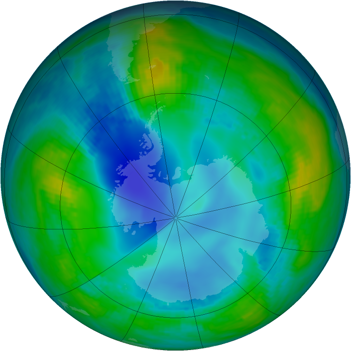 Antarctic ozone map for 14 May 1984